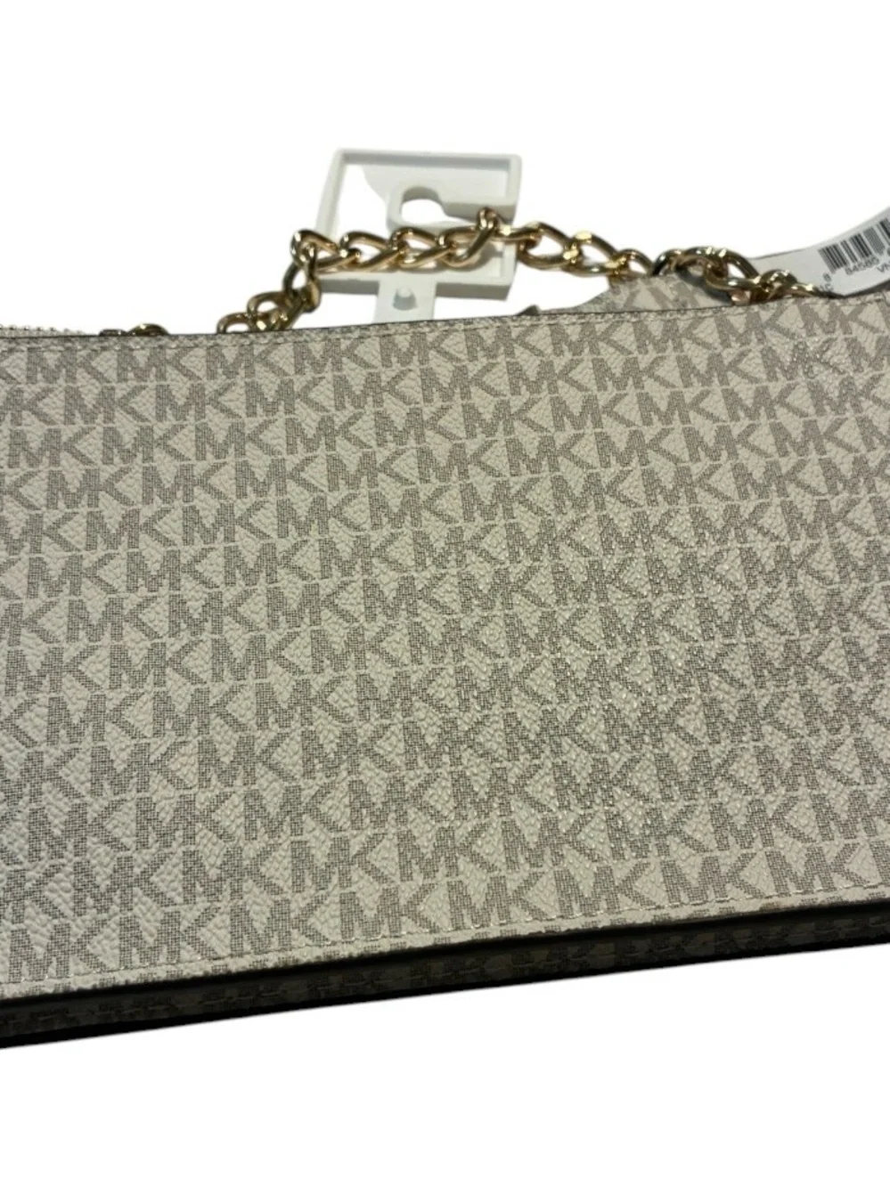 Michael Kors Beige Logo Chain Crossbody Bag